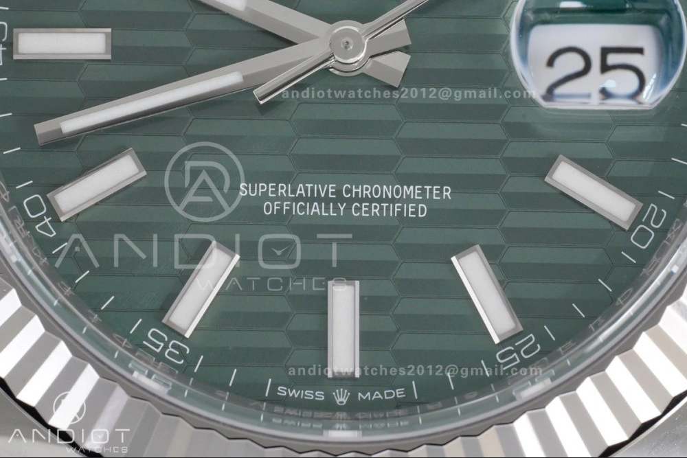 FlexibleFit DateJust 41 126334 Clean 1:1 Best Edition 904L Steel Green Textured Dial on Jubilee Bracelet SH 629