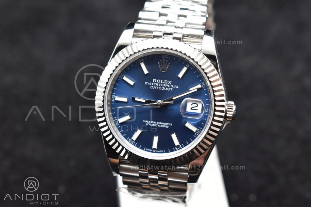 DateJust 41 126334 DIWF 1:1 Best Edition 904L Steel Blue Stick Dial on Jubilee Bracelet SA Breathable 631