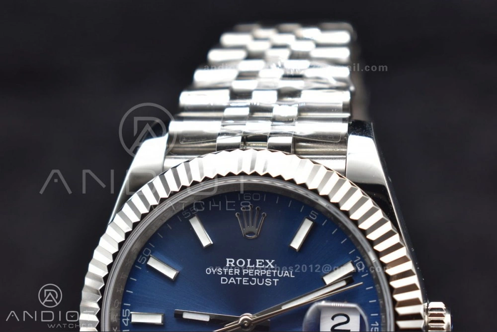 DateJust 41 126334 DIWF 1:1 Best Edition 904L Steel Blue Stick Dial on Jubilee Bracelet SA Breathable 631