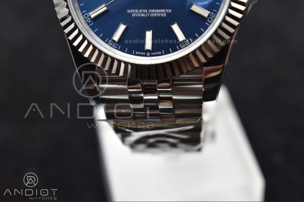 DateJust 41 126334 DIWF 1:1 Best Edition 904L Steel Blue Stick Dial on Jubilee Bracelet SA Breathable 631