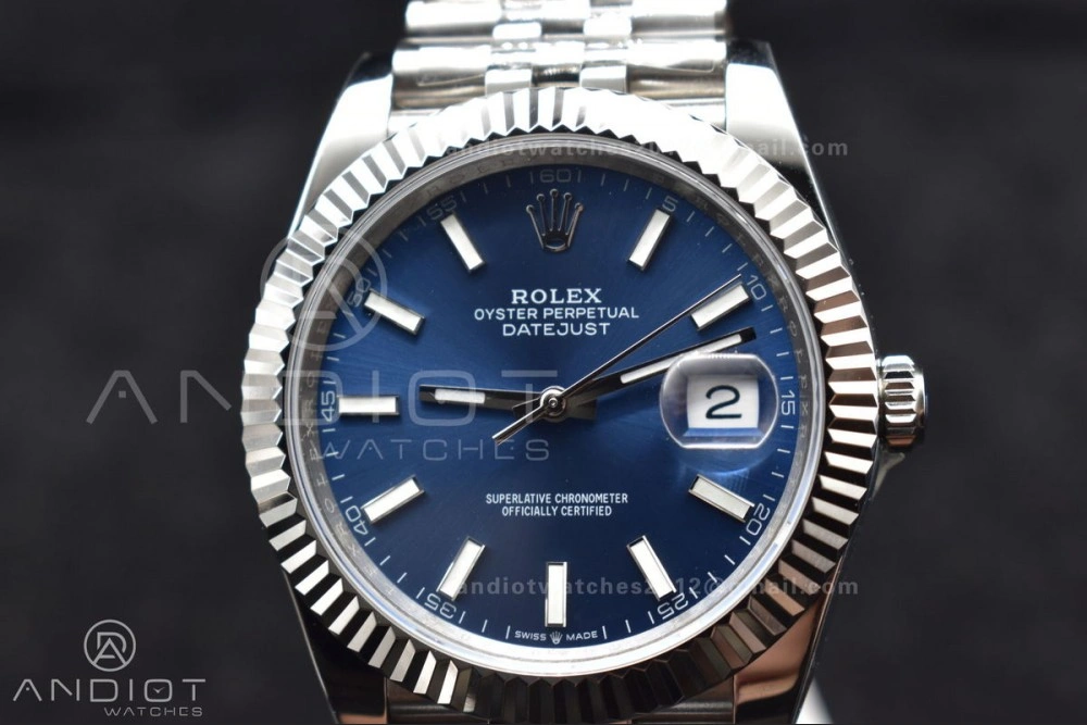 DateJust 41 126334 DIWF 1:1 Best Edition 904L Steel Blue Stick Dial on Jubilee Bracelet SA Breathable 631