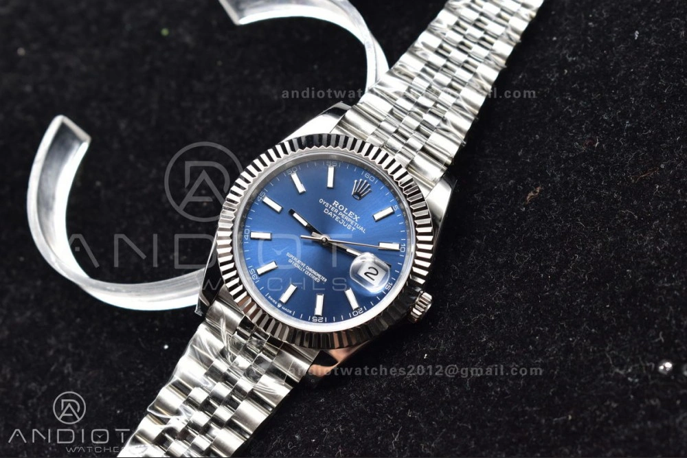 DateJust 41 126334 DIWF 1:1 Best Edition 904L Steel Blue Stick Dial on Jubilee Bracelet SA Breathable 631