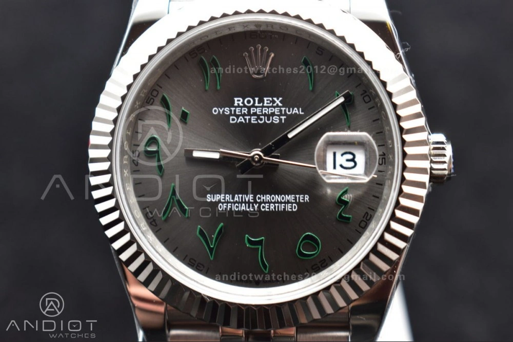 EasyCare DateJust 41 126334 DIWF 1:1 Best Edition 904L Steel Grey Dial Arabic Marker on Jubilee Bracelet SA 632