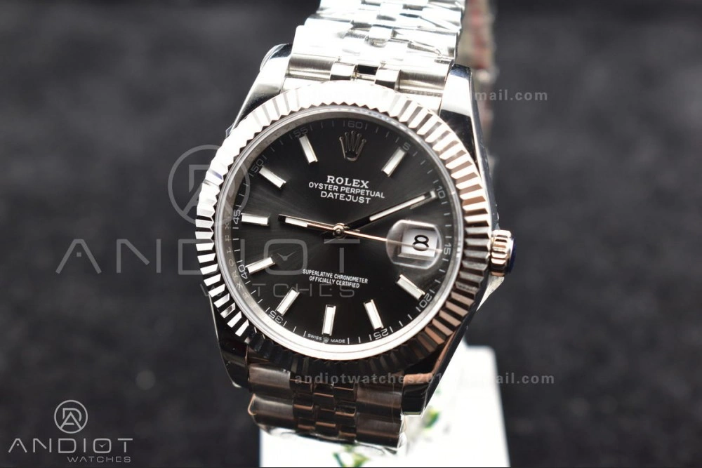 GoAnywhere DateJust 41 126334 DIWF 1:1 Best Edition 904L Steel Grey Stick Dial on Jubilee Bracelet SA 639