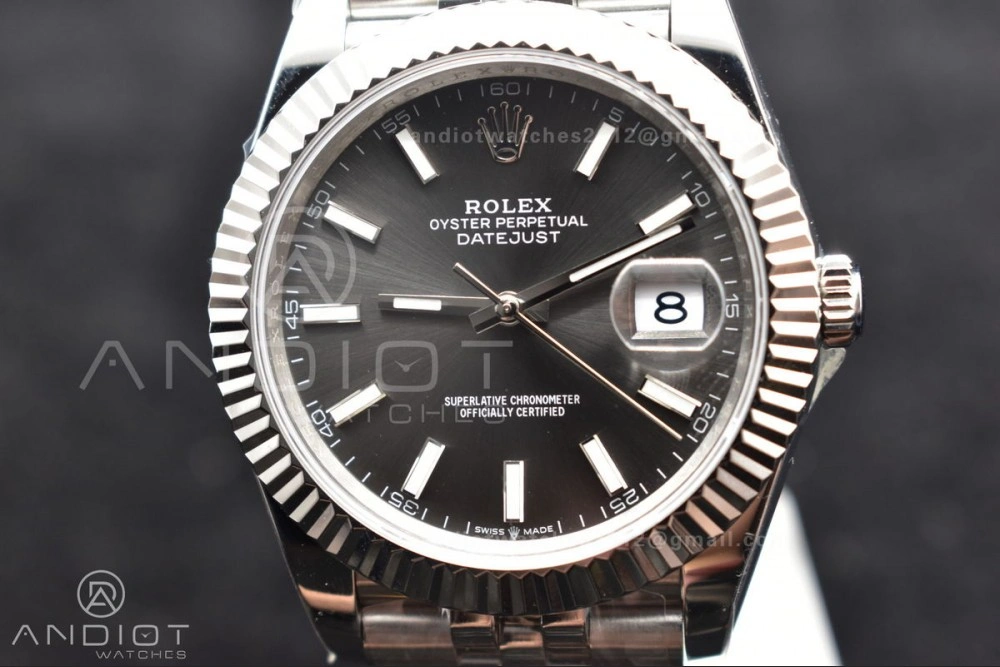 GoAnywhere DateJust 41 126334 DIWF 1:1 Best Edition 904L Steel Grey Stick Dial on Jubilee Bracelet SA 639