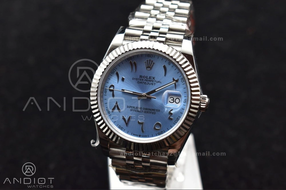 GoAnywhere DateJust 41 126334 DIWF 1:1 Best Edition 904L Steel Ice Blue Dial Arabic Marker on Jubilee Bracelet SA 640