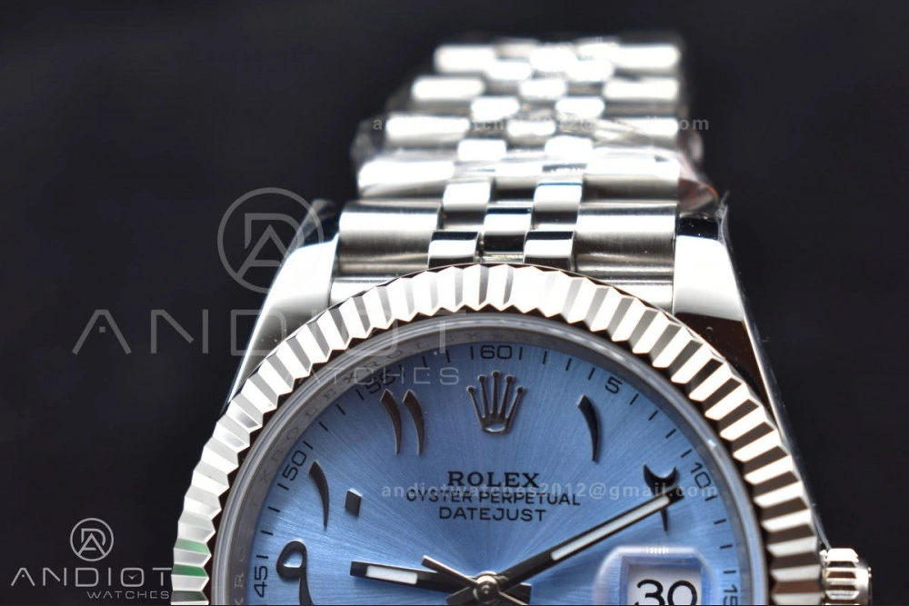 GoAnywhere DateJust 41 126334 DIWF 1:1 Best Edition 904L Steel Ice Blue Dial Arabic Marker on Jubilee Bracelet SA 640