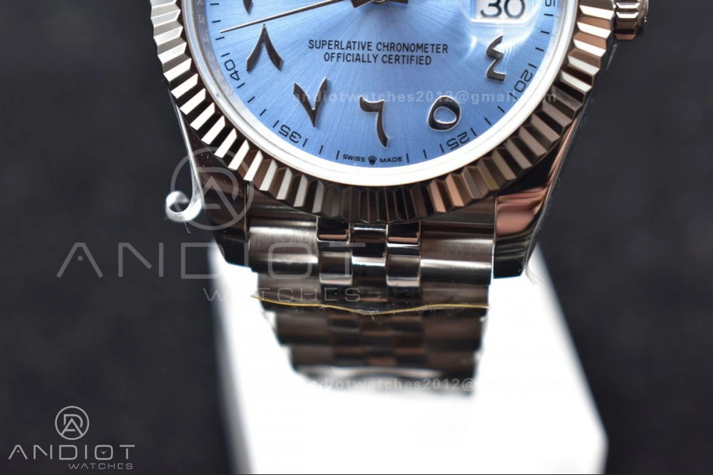 GoAnywhere DateJust 41 126334 DIWF 1:1 Best Edition 904L Steel Ice Blue Dial Arabic Marker on Jubilee Bracelet SA 640