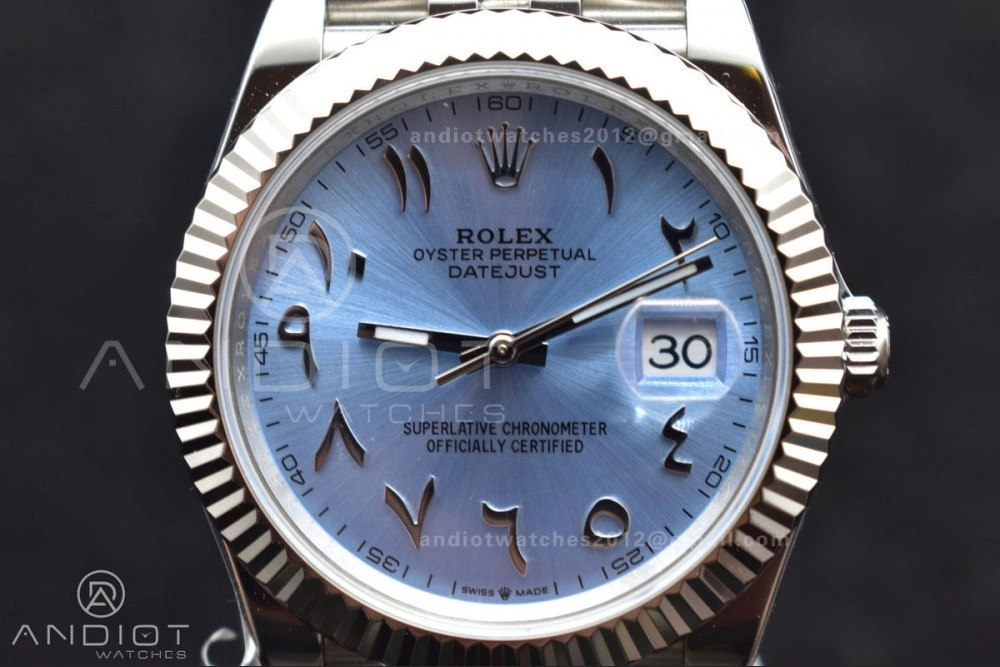 GoAnywhere DateJust 41 126334 DIWF 1:1 Best Edition 904L Steel Ice Blue Dial Arabic Marker on Jubilee Bracelet SA 640