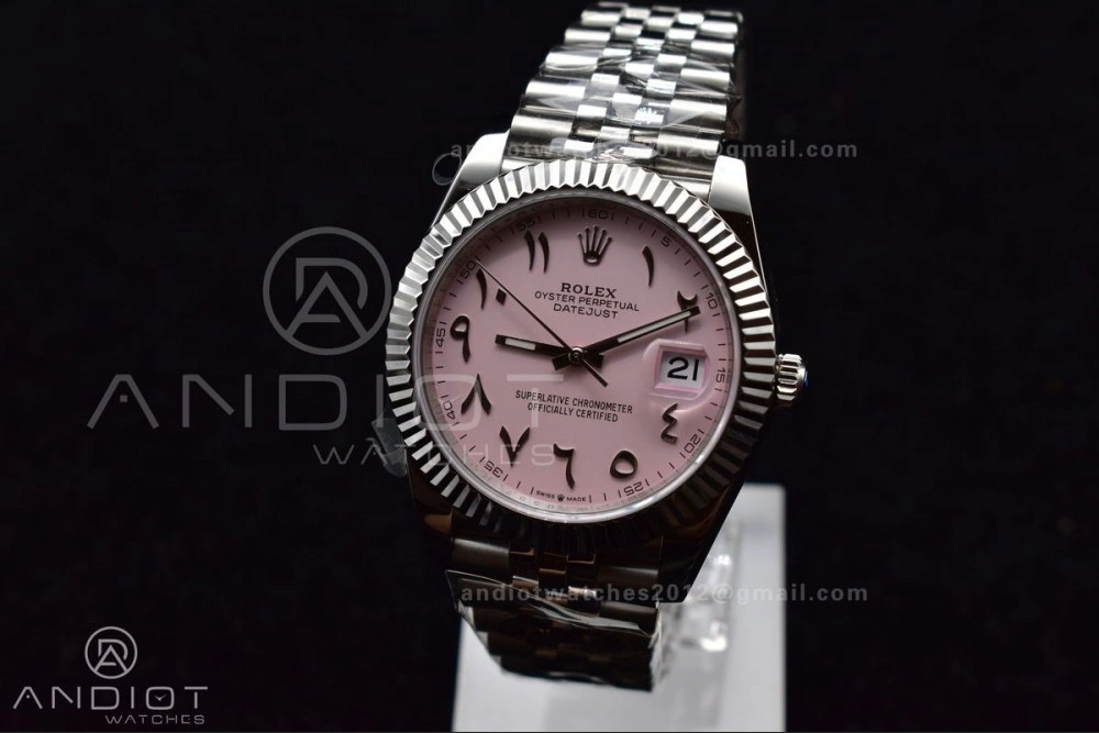 Reliable DateJust 41 126334 DIWF 1:1 Best Edition 904L Steel Pink Dial Arabic Marker on Jubilee Bracelet SA 647