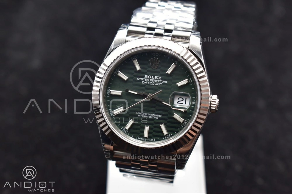 Unisex DateJust 41 126334 Fluted Bezel VSF 1:1 Best Edition 904L Steel Green Textured Dial on Jubilee Bracelet VS 641