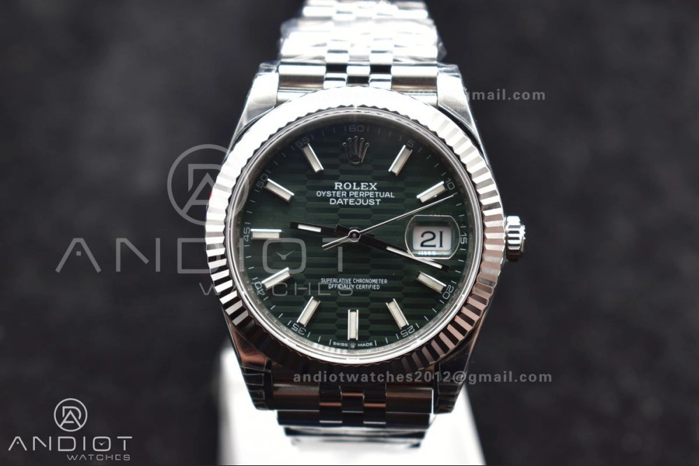 Unisex DateJust 41 126334 Fluted Bezel VSF 1:1 Best Edition 904L Steel Green Textured Dial on Jubilee Bracelet VS 641