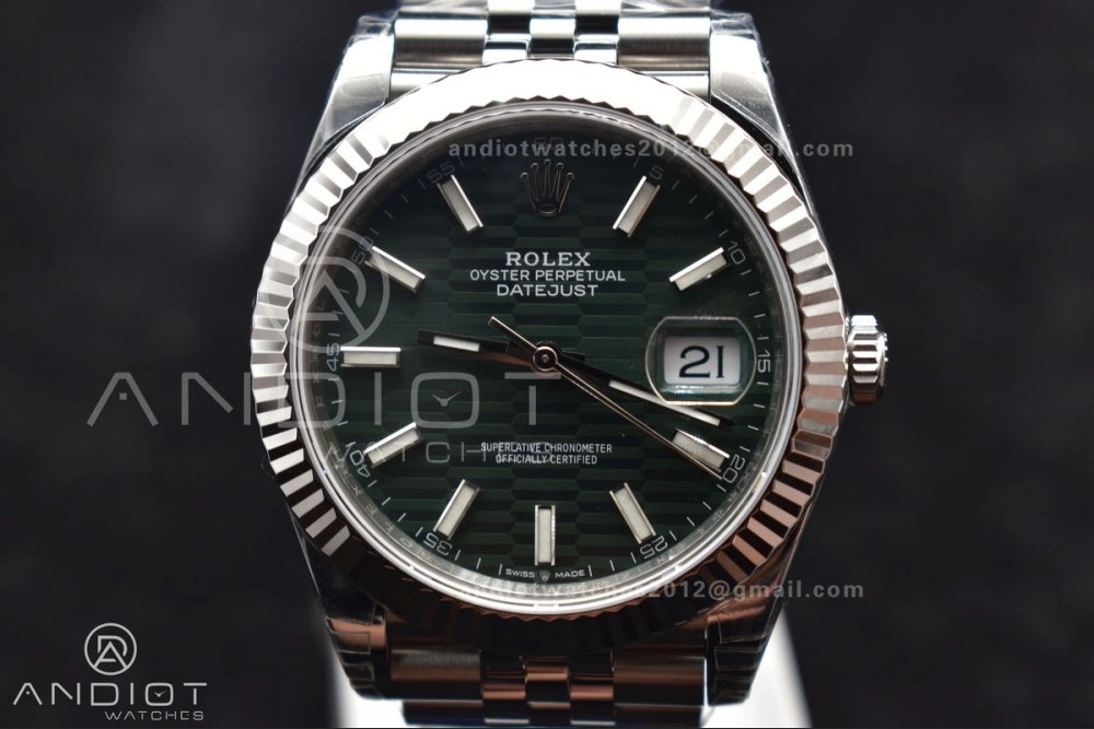 Unisex DateJust 41 126334 Fluted Bezel VSF 1:1 Best Edition 904L Steel Green Textured Dial on Jubilee Bracelet VS 641
