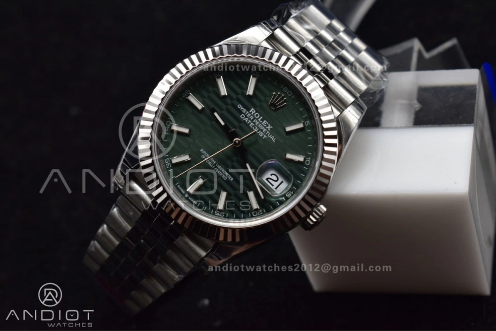 Unisex DateJust 41 126334 Fluted Bezel VSF 1:1 Best Edition 904L Steel Green Textured Dial on Jubilee Bracelet VS 641