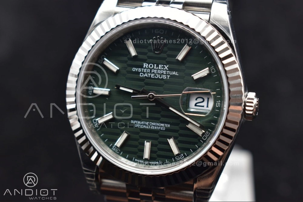 Unisex DateJust 41 126334 Fluted Bezel VSF 1:1 Best Edition 904L Steel Green Textured Dial on Jubilee Bracelet VS 641