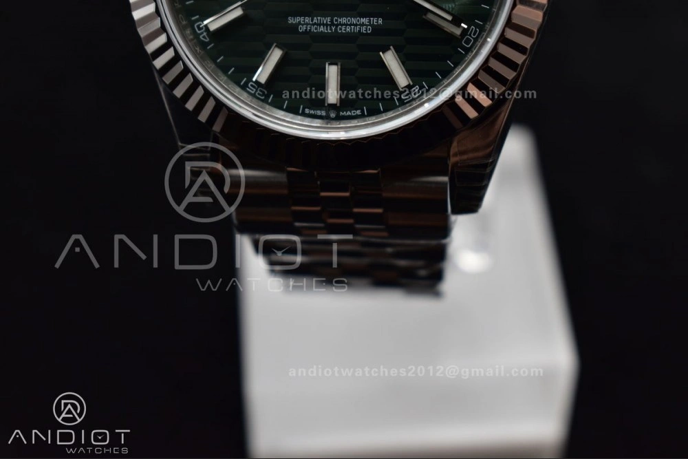 Unisex DateJust 41 126334 Fluted Bezel VSF 1:1 Best Edition 904L Steel Green Textured Dial on Jubilee Bracelet VS 641