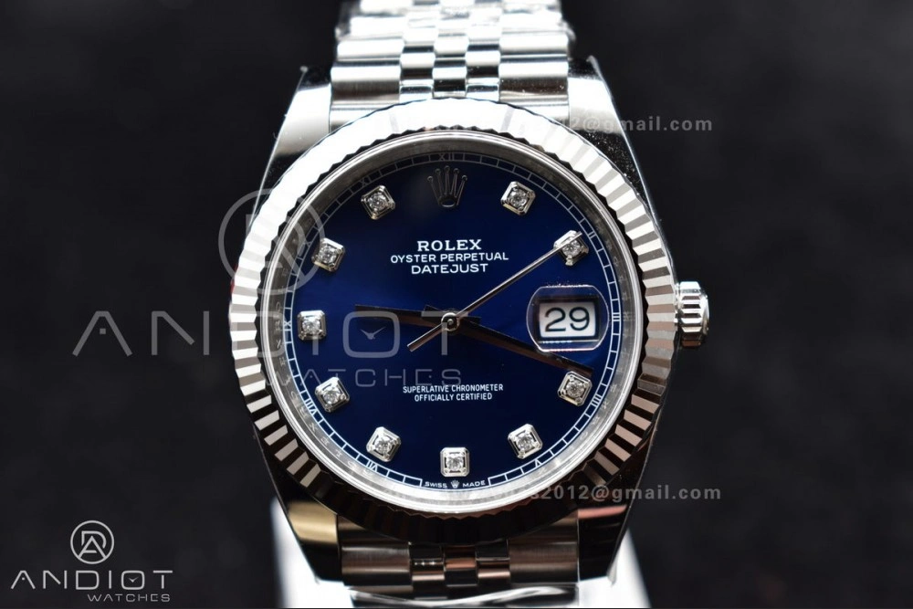 Casual DateJust 41 SS 126334 Clean 1:1 Best Edition 904L Steel Blue Diamonds Dial On Jubilee Bracelet VR 406