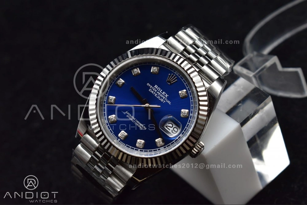 Casual DateJust 41 SS 126334 Clean 1:1 Best Edition 904L Steel Blue Diamonds Dial On Jubilee Bracelet VR 406