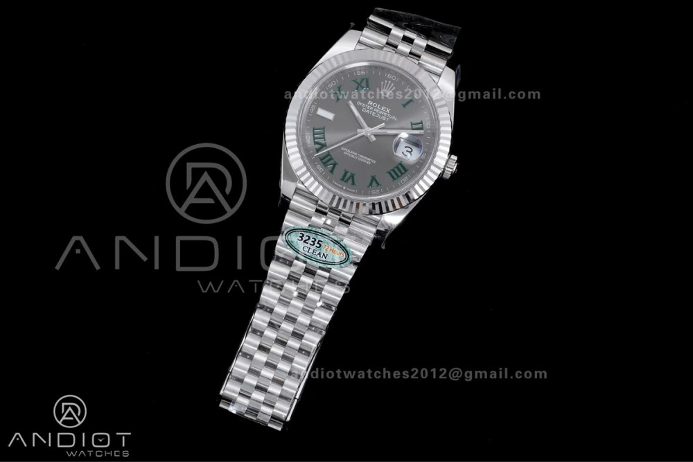 Datejust 41 SS 904L Steel Clean 1:1 Best Edition Gray Dial Green Roman on SS Bracelet SH OnTrend 657