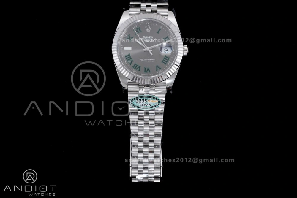 Datejust 41 SS 904L Steel Clean 1:1 Best Edition Gray Dial Green Roman on SS Bracelet SH OnTrend 657