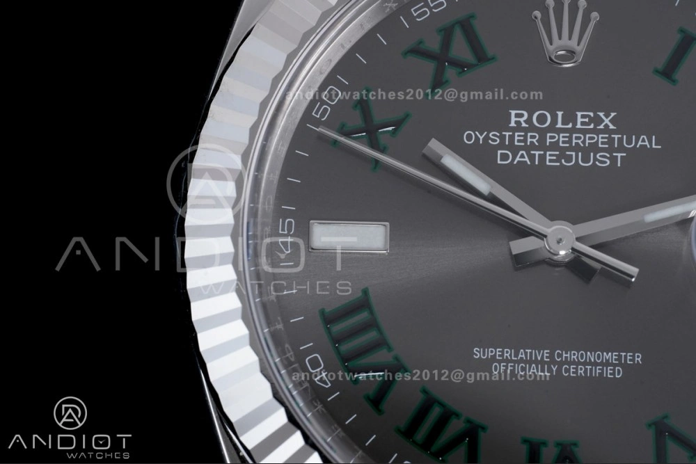 Datejust 41 SS 904L Steel Clean 1:1 Best Edition Gray Dial Green Roman on SS Bracelet SH OnTrend 657