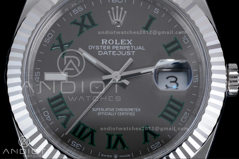 Datejust 41 SS 904L Steel Clean 1:1 Best Edition Gray Dial Green Roman on SS Bracelet SH OnTrend 657