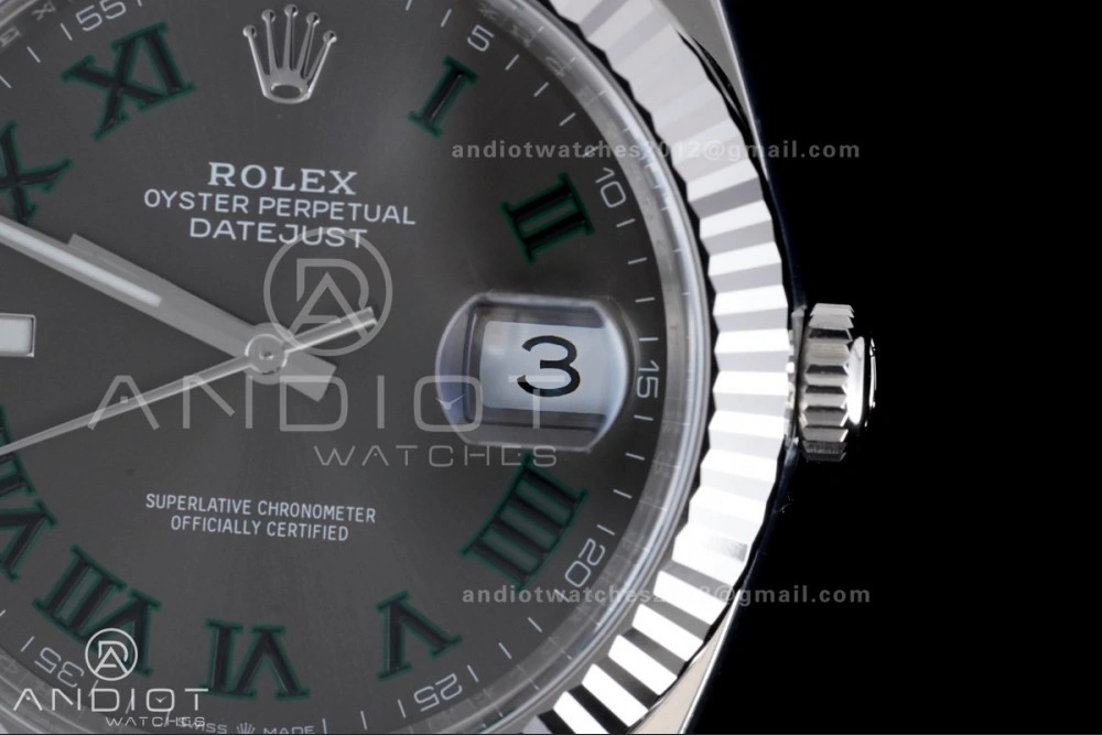 Datejust 41 SS 904L Steel Clean 1:1 Best Edition Gray Dial Green Roman on SS Bracelet SH OnTrend 657