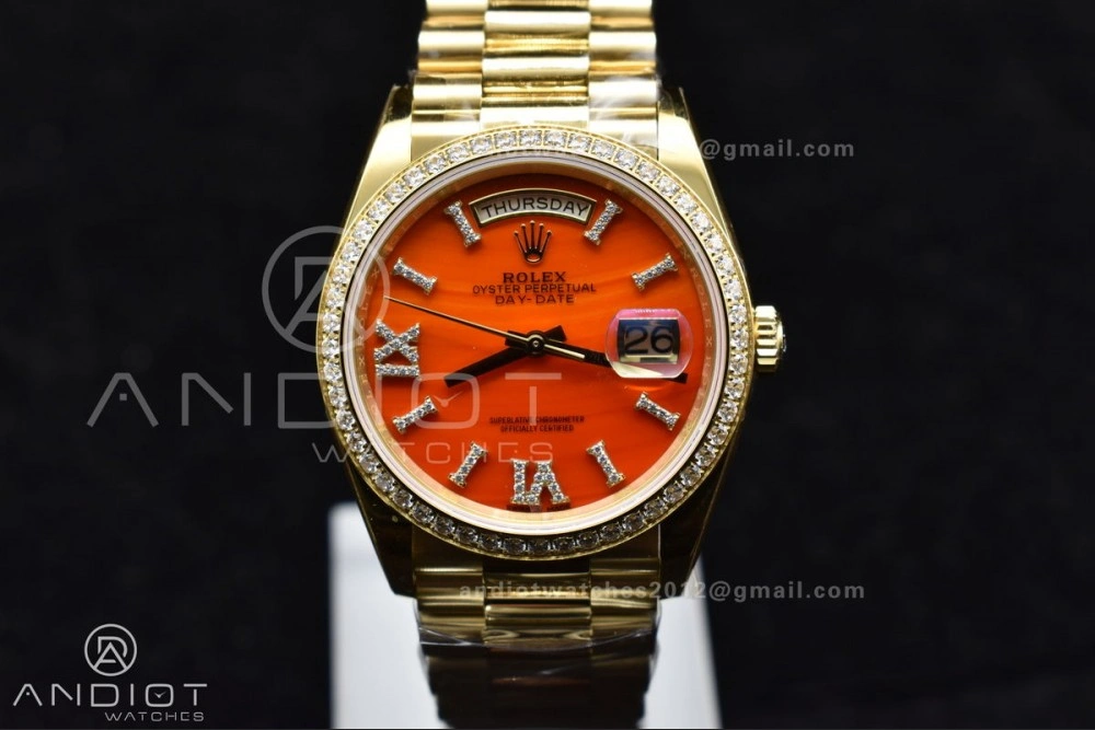 Day Date 36 YG RAF 1:1 Best Edition Red Carnelian Dial on YG Bracelet A Snug 653