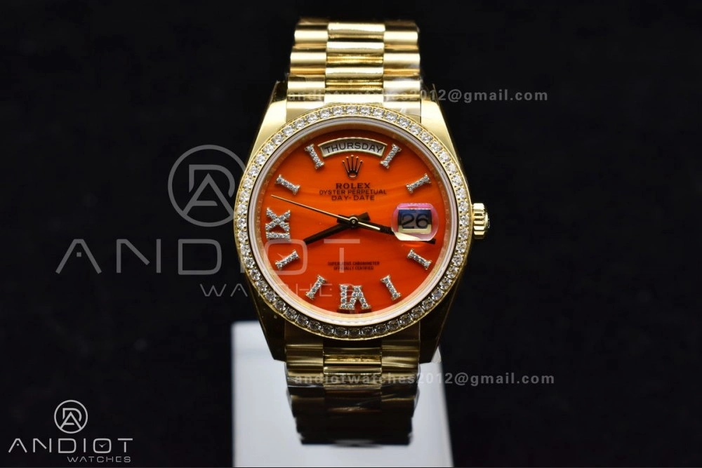 Day Date 36 YG RAF 1:1 Best Edition Red Carnelian Dial on YG Bracelet A Snug 653