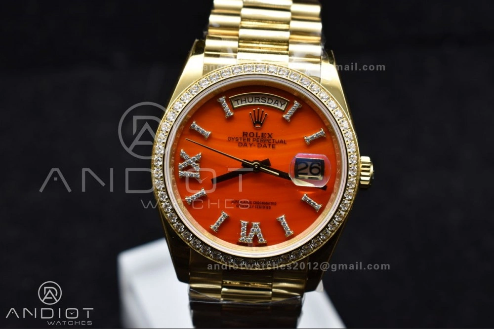 Day Date 36 YG RAF 1:1 Best Edition Red Carnelian Dial on YG Bracelet A Snug 653