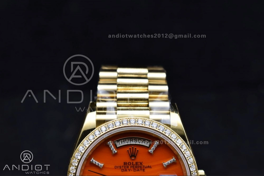 Day Date 36 YG RAF 1:1 Best Edition Red Carnelian Dial on YG Bracelet A Snug 653