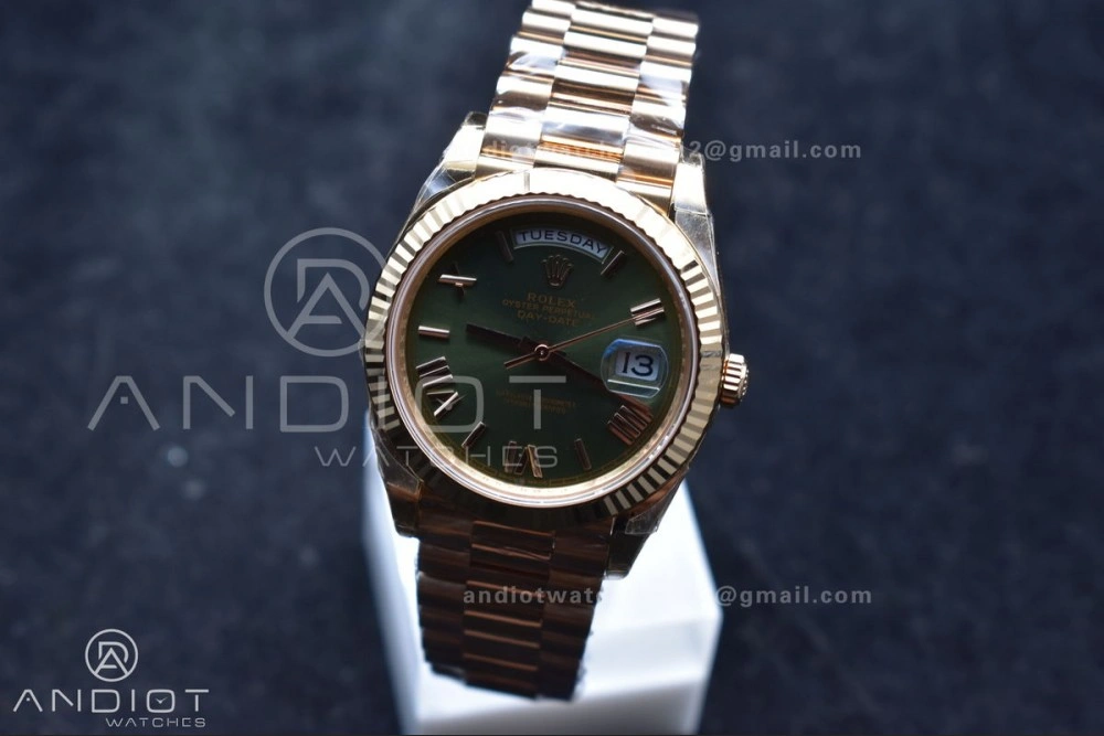 Day Date 40 RG 228235 THBF 1:1 Best Edition Green Roman Dial on President Bracelet VR3255 (Gain Weight) Sporty 652