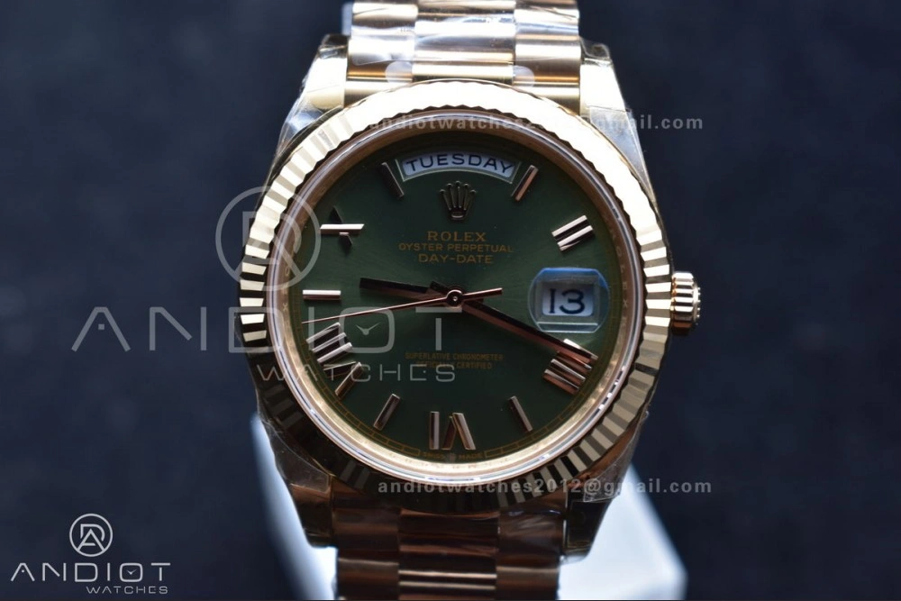 Day Date 40 RG 228235 THBF 1:1 Best Edition Green Roman Dial on President Bracelet VR3255 (Gain Weight) Sporty 652