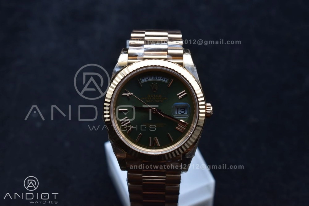 Day Date 40 RG 228235 THBF 1:1 Best Edition Green Roman Dial on President Bracelet VR3255 (Gain Weight) Sporty 652