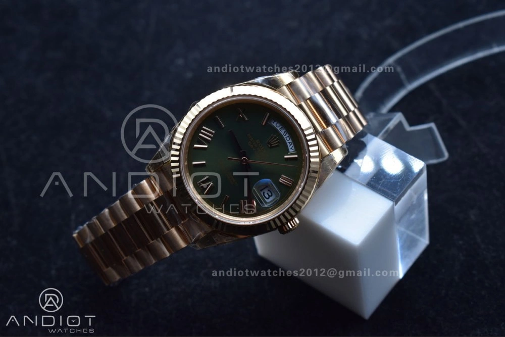 Day Date 40 RG 228235 THBF 1:1 Best Edition Green Roman Dial on President Bracelet VR3255 (Gain Weight) Sporty 652