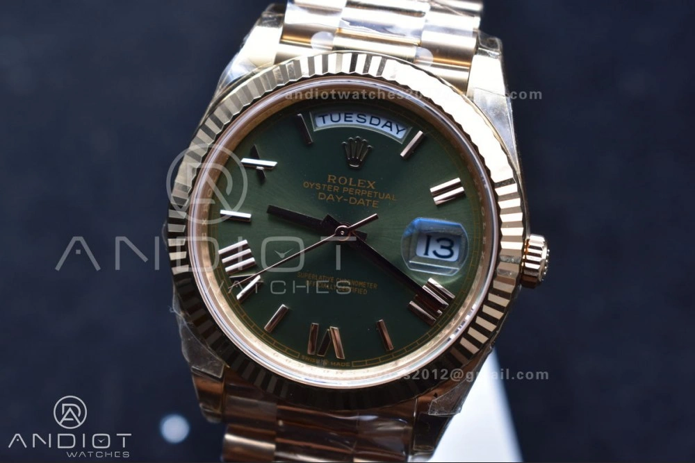 Day Date 40 RG 228235 THBF 1:1 Best Edition Green Roman Dial on President Bracelet VR3255 (Gain Weight) Sporty 652