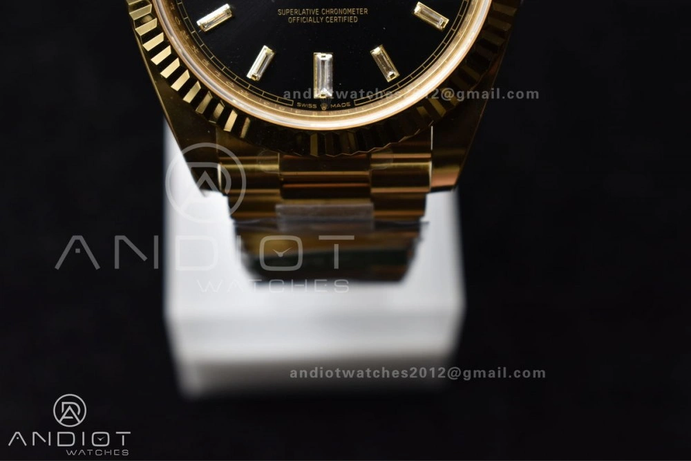 Day Date 40 YG 228238 ARF 1:1 Best Edition Black Crystal Dial On President Bracelet VR3255 (Gain Weight) Breathable 656