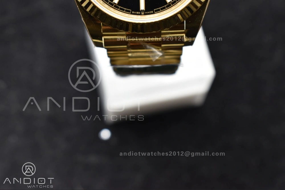 Day Date 40 YG 228238 ARF 1:1 Best Edition Black Stick Dial On President Bracelet VR3255 (Gain Weight) SunProtective 659