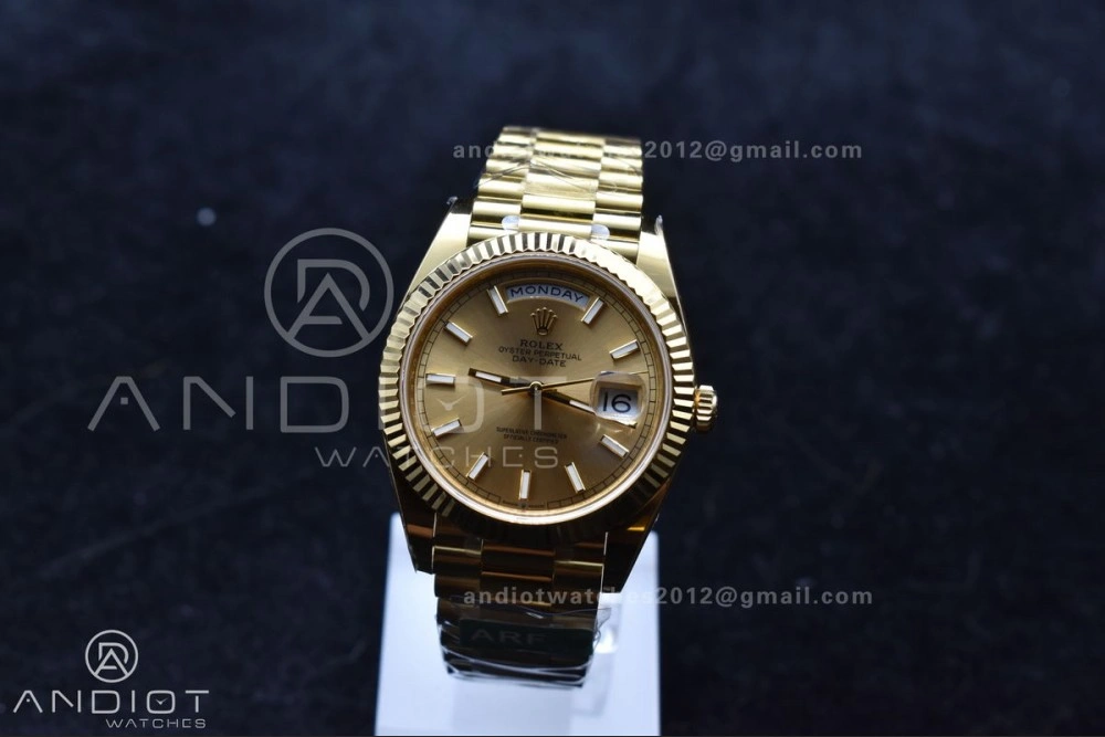 UrbanChic Day Date 40 YG 228238 ARF 1:1 Best Edition Gold Stick Dial On President Bracelet VR3255 (Gain Weight) 668