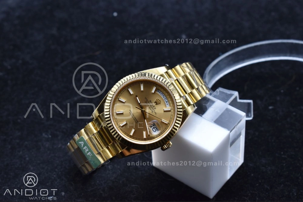 UrbanChic Day Date 40 YG 228238 ARF 1:1 Best Edition Gold Stick Dial On President Bracelet VR3255 (Gain Weight) 668