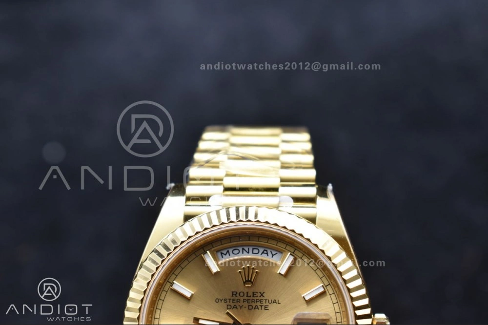 UrbanChic Day Date 40 YG 228238 ARF 1:1 Best Edition Gold Stick Dial On President Bracelet VR3255 (Gain Weight) 668