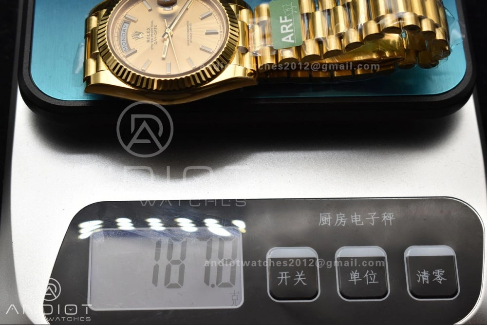 UrbanChic Day Date 40 YG 228238 ARF 1:1 Best Edition Gold Stick Dial On President Bracelet VR3255 (Gain Weight) 668