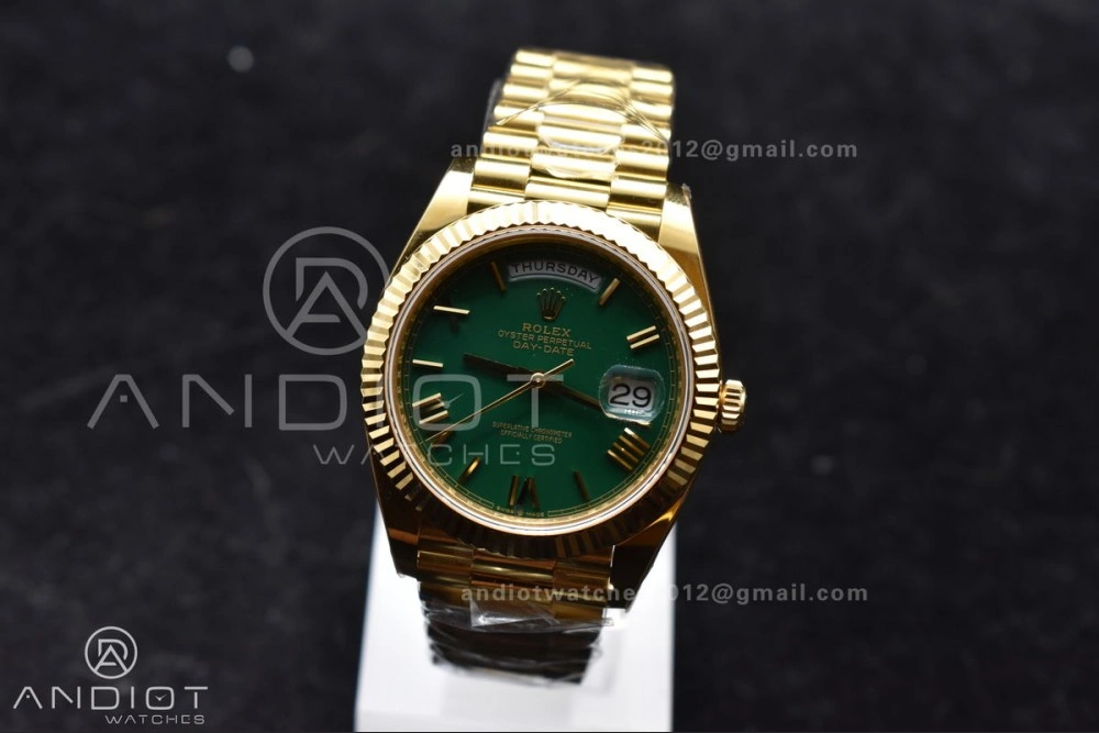FlexibleFit Day Date 40 YG 228238 ARF 1:1 Best Edition Green Roman Dial on President Bracelet VR3255 (Gain Weight) 663