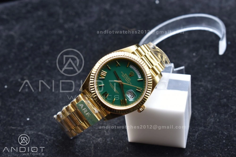 FlexibleFit Day Date 40 YG 228238 ARF 1:1 Best Edition Green Roman Dial on President Bracelet VR3255 (Gain Weight) 663