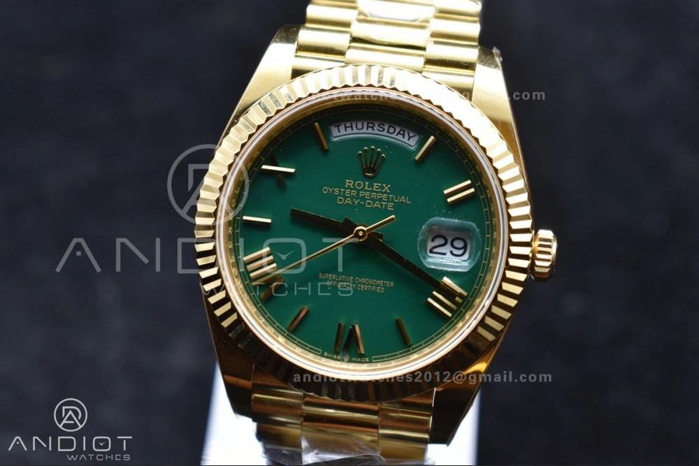 FlexibleFit Day Date 40 YG 228238 ARF 1:1 Best Edition Green Roman Dial on President Bracelet VR3255 (Gain Weight) 663