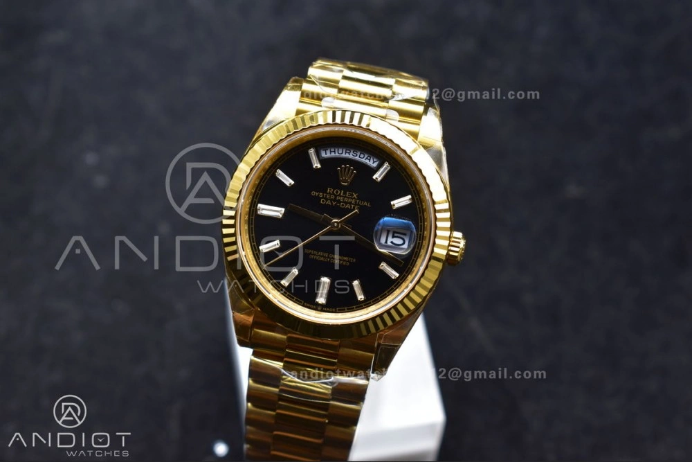 Day Date 40 YG 228238 THBF 1:1 Best Edition Black Crystal Dial on President Bracelet VR3255 (Gain Weight) Classic 660