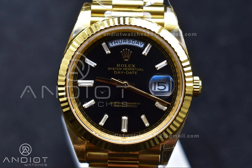 Day Date 40 YG 228238 THBF 1:1 Best Edition Black Crystal Dial on President Bracelet VR3255 (Gain Weight) Classic 660