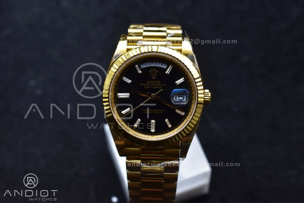 Day Date 40 YG 228238 THBF 1:1 Best Edition Black Crystal Dial on President Bracelet VR3255 (Gain Weight) Classic 660