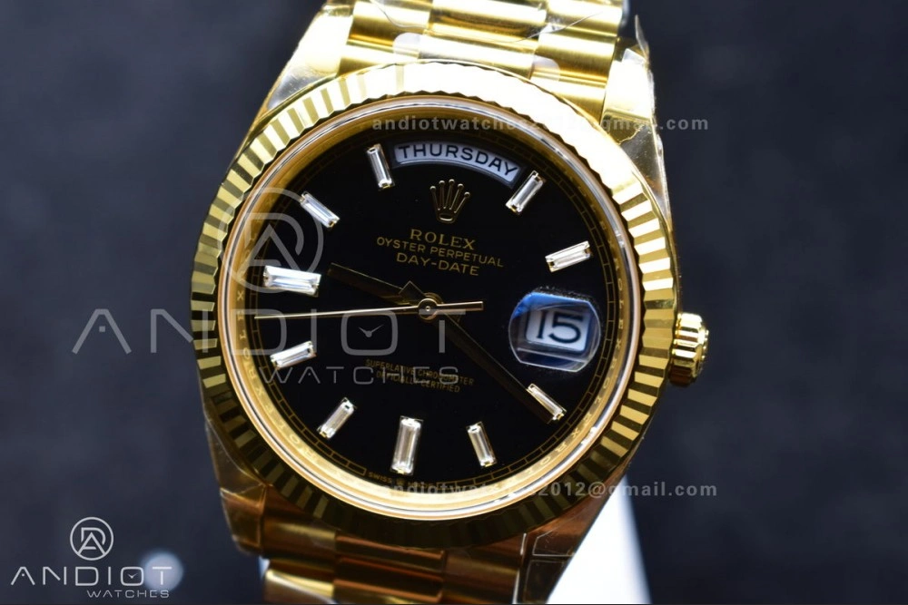 Day Date 40 YG 228238 THBF 1:1 Best Edition Black Crystal Dial on President Bracelet VR3255 (Gain Weight) Classic 660