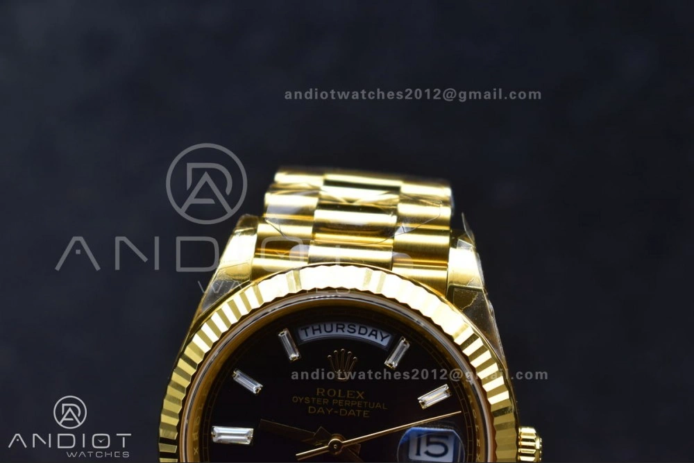 Day Date 40 YG 228238 THBF 1:1 Best Edition Black Crystal Dial on President Bracelet VR3255 (Gain Weight) Classic 660